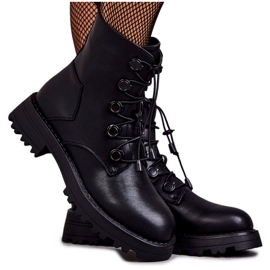 PJ1 Schwarze warme Damenstiefel mit geripptem Helia