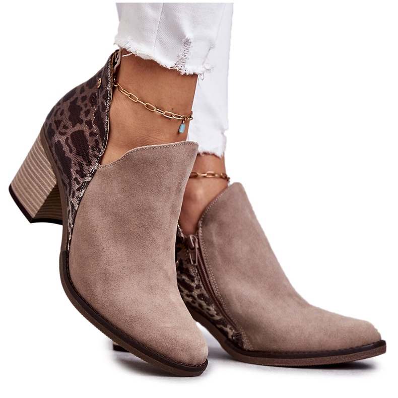 Damen Lederstiefel auf hohem Absatz Maciejka Beige 04492-43 braun