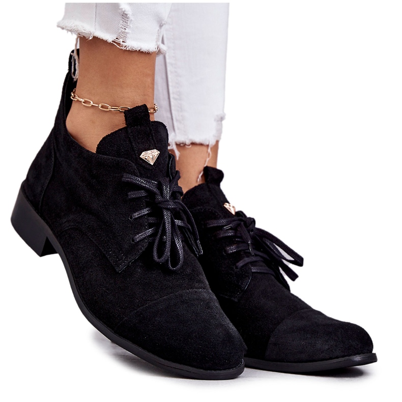 Wildleder Booties Schnürstiefel Nicole 2781 Schwarz