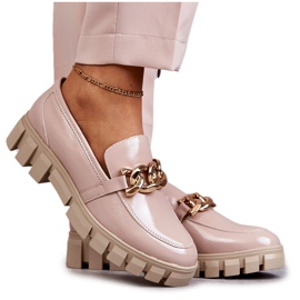 Sergio Leone Lackierte Loafer auf der Plattform Beige Inger