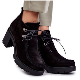 Damen Wildlederstiefel Gebunden Schwarz Marianne