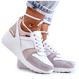 S.Barski Sportschuhe aus Leder auf einem weißen und grauen Rayana-Keil