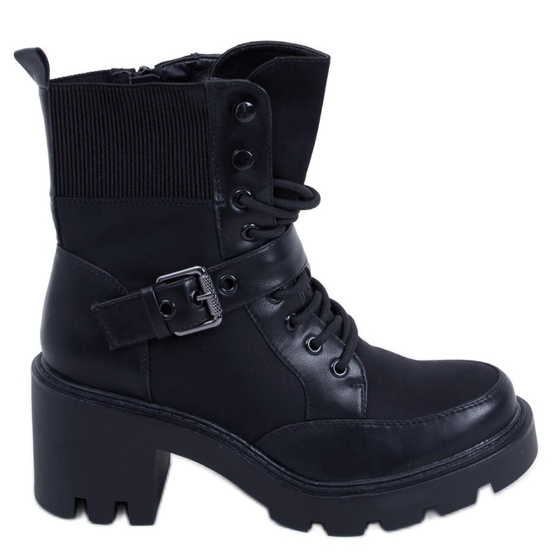 Brooks Schwarze Schnürstiefel mit hohem Absatz