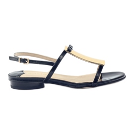Damensandalen in Gold Sagan 2698 Dekoration schwarz