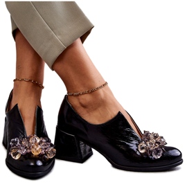 PA2 Glatte Lederschuhe mit hellem Ornament Black Delaver schwarz