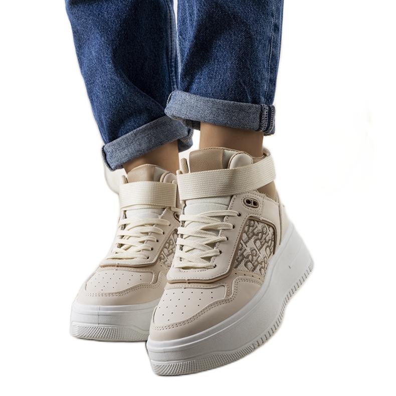 Beigefarbene, knöchelhohe Sneakers von Adolis