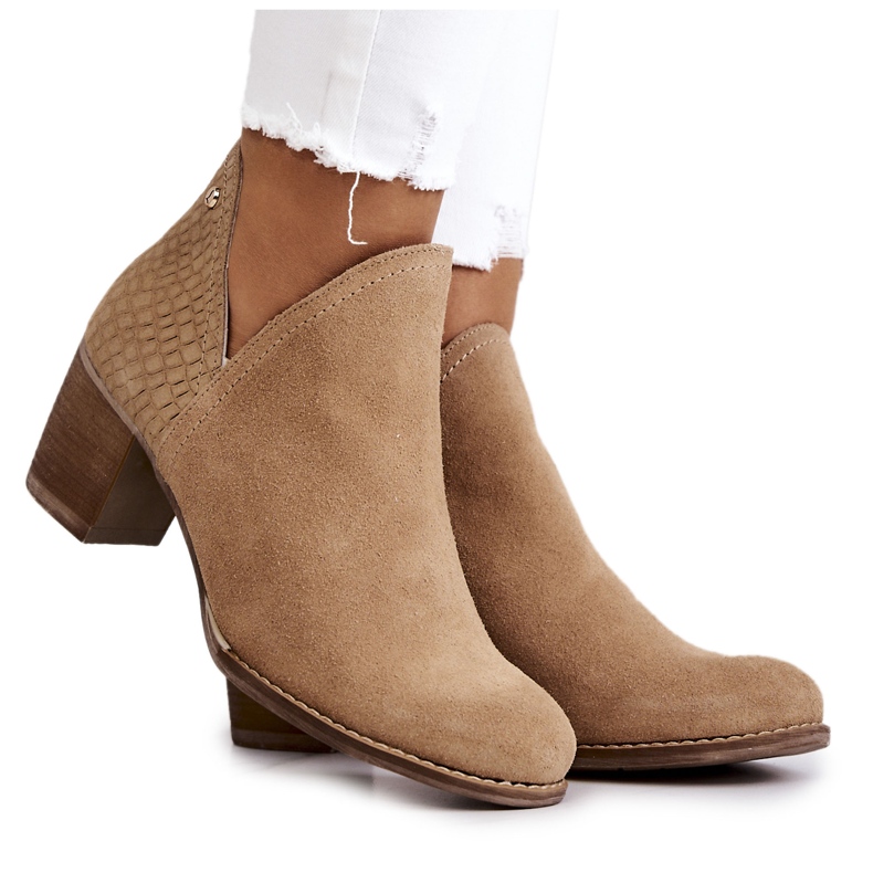 PL5 Damen-Lederstiefel mit Absatz Camel Larsa braun