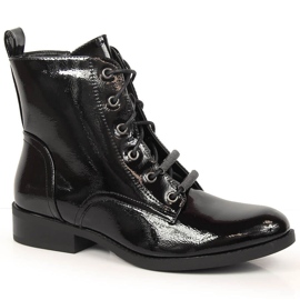 S.Barski Lackierte, isolierte Damenstiefel mit flachem Absatz von S. Bararski schwarz