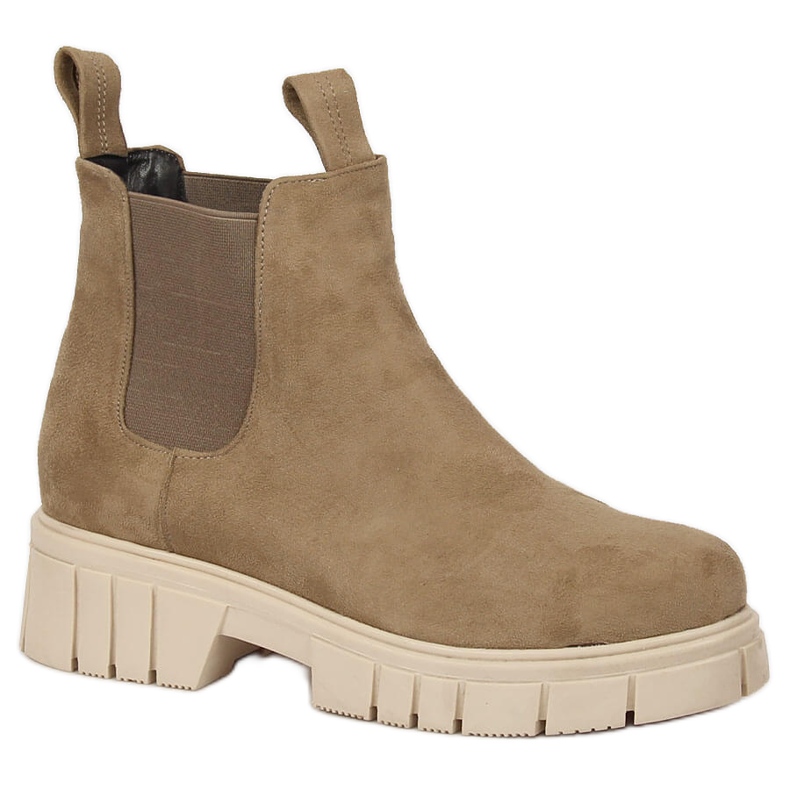Damenstiefeletten aus Wildleder, isoliert, beige, T.Sokolski