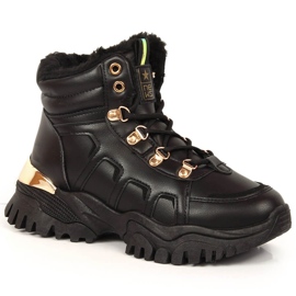 Damen-Plateau-Schneestiefel mit Fell schwarz NEWS