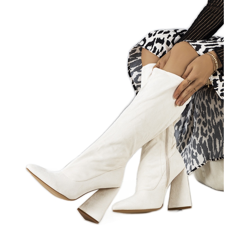 Cremefarbene High Heels Teles Stiefel mehrfarbig