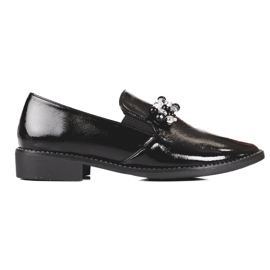 Damenherren aus Lackleder mit Verzierung, schwarz