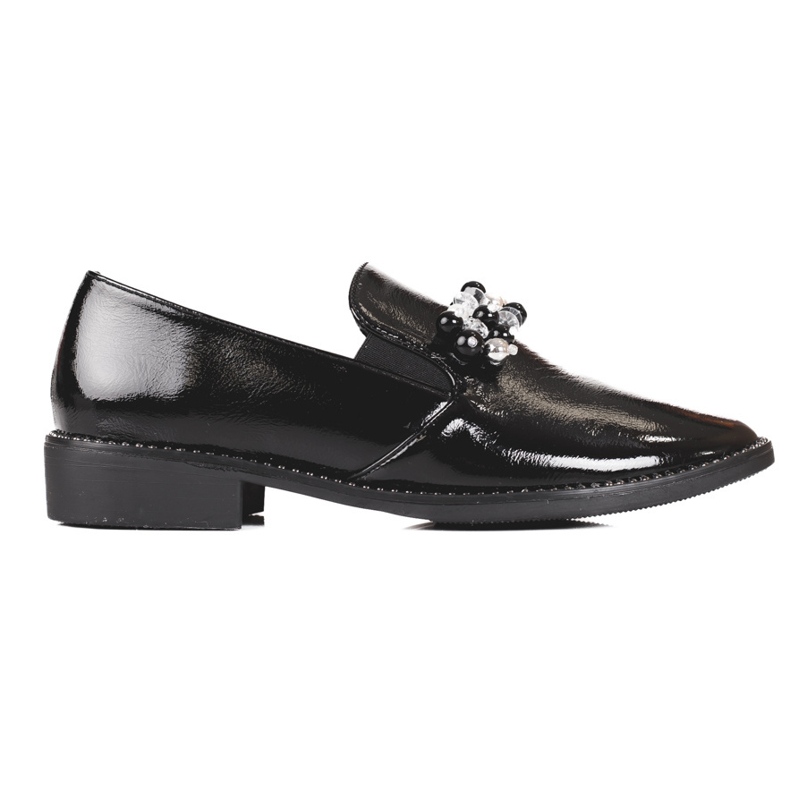 Damenherren aus Lackleder mit Verzierung, schwarz