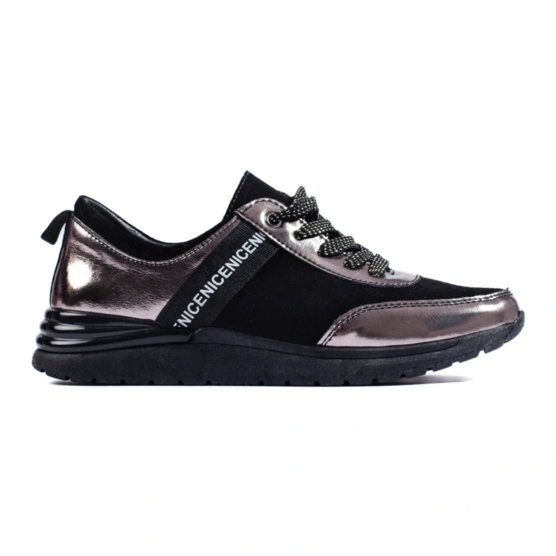 Graue Sportschuhe aus Naturleder schwarz