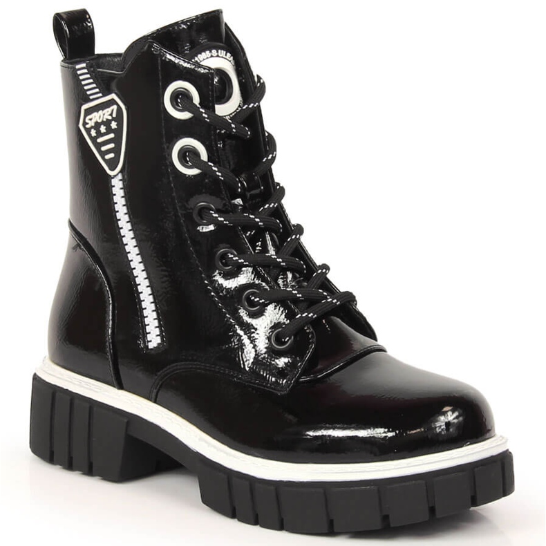 S.Barski Schwarz isolierte Lackstiefel für Mädchen von S. Barski