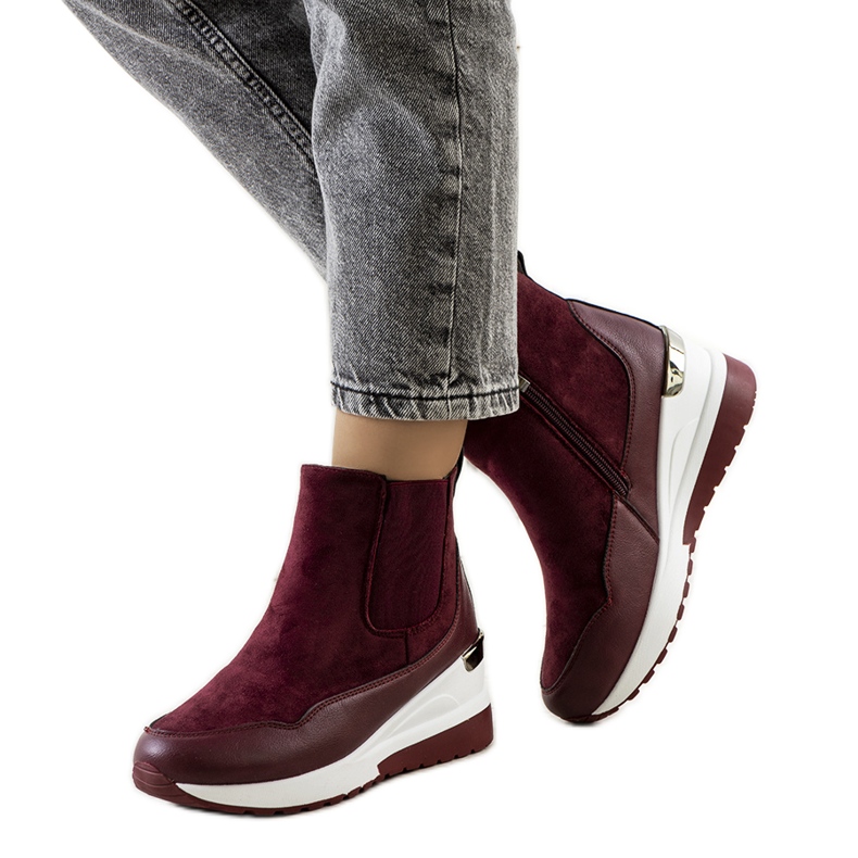 Kastanienbraune warme Keilstiefel Arkala rotwein