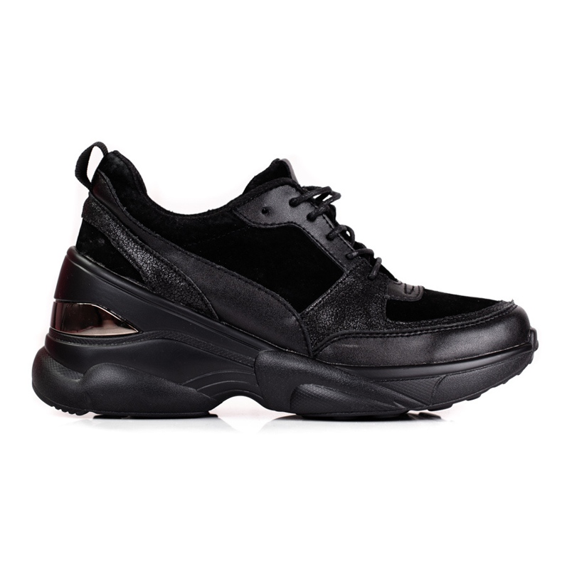 Schwarze Ledersneaker für Damen Shelovet