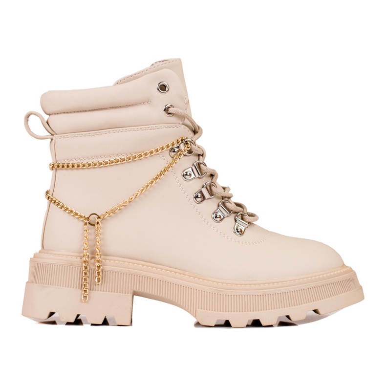 Beige Damenwanderschuhe mit Shelovet-Ketten