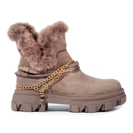 Damen-Wildlederstiefel auf der Shelovet-Plattform braun