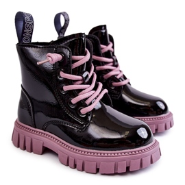 PA1 Lackierte schwarze und violette Heidi Warm Boots lila