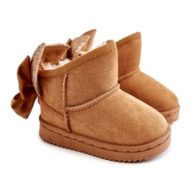 Warme Schneestiefel für Mädchen mit Schleifen Camel Meriva braun