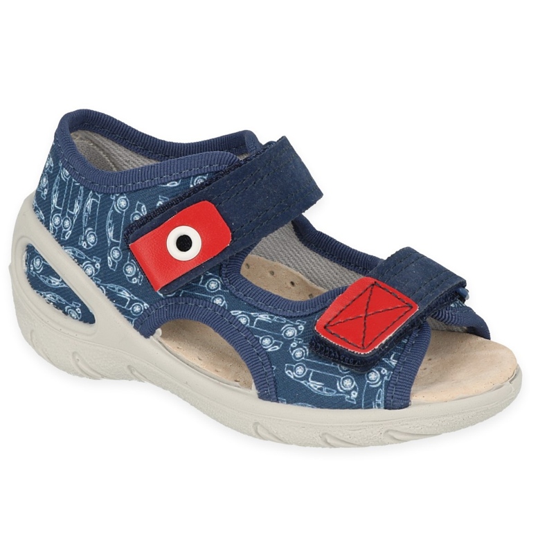 Befado Kinder-PU-Hausschuhe mit Klettverschluss 065P165 Marineblau und Rot navy blau