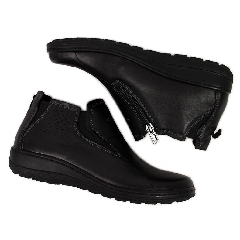 Schwarze Helios 566 bequeme Leder Damenstiefel