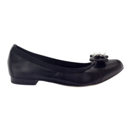 Frauen Ballerinas mit Bug und Kristallen 1402 schwarze Gamis
