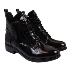 Schwarz isolierte schwarze Filippo Lackstiefel für Damen