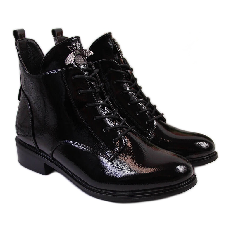 Schwarz isolierte schwarze Filippo Lackstiefel für Damen
