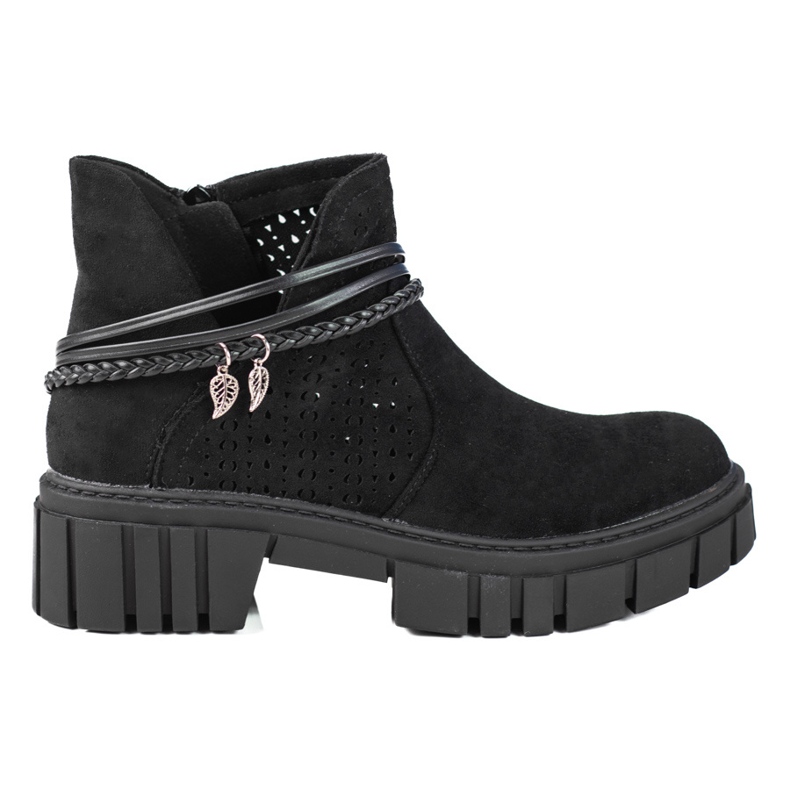 Durchbrochene Damenstiefel auf der Shelovet-Plattform schwarz