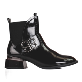 Eleganter Damen-Chelsea-Stiefel aus Lackleder Shelovet schwarz