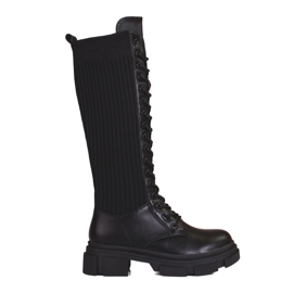 Damen-Schnürstiefel mit flexiblem Shelovet-Obermaterial schwarz