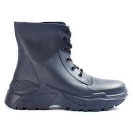 Shelovet marineblaue Damen-Regenstiefel mit Schnürung