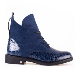 W. Potocki Eleganter Damenstiefel mit flachem Absatz von Potocki marineblau blau