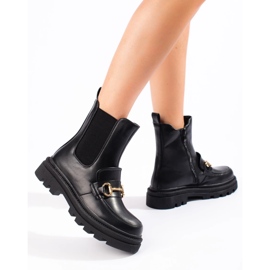 Schwarze Damen-Chelsea-Stiefel auf der Plattform