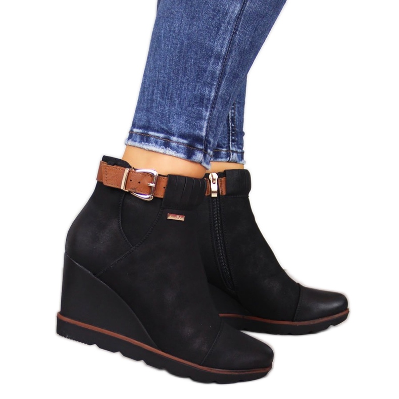 Filippo Schwarz Schwarze Flip-Flops mit Keilabsatz