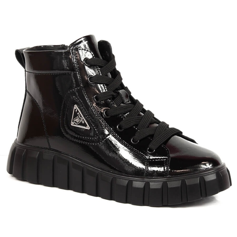 Damenstiefel aus Lackleder mit schwarzem Filippo-Plateau