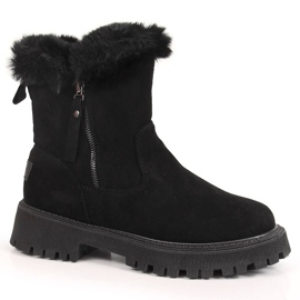 Schwarze Vinceza Damenstiefel mit Fell