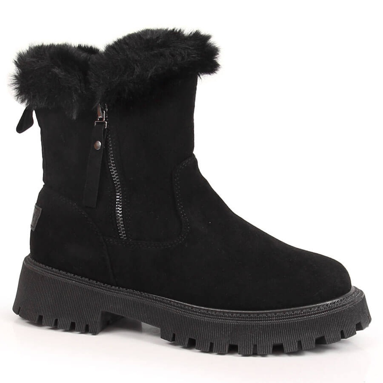 Schwarze Vinceza Damenstiefel mit Fell