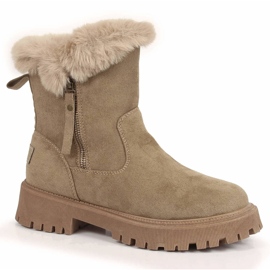 Vinceza Wildleder Damenstiefel mit Fell beige