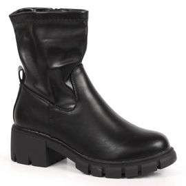 Schwarze Jodhpur-Stiefel mit hohem Absatz und Plateau, schwarze Jezzi