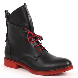 Schwarze Schnürboots aus Leder Artiker