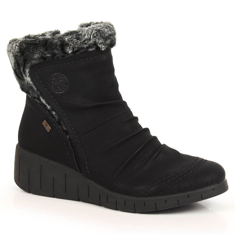 Schwarzer Rieker Y1361-00 wasserdichter Winterstiefel für Damen weiß