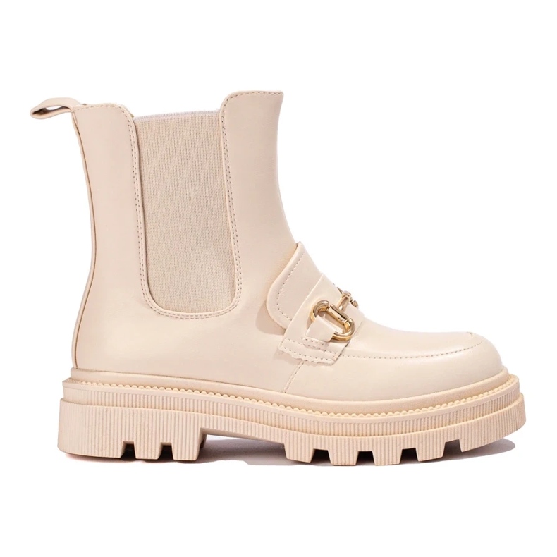 Beige Damen-Chelsea-Stiefel mit Plateausohle