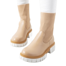Beige Stiefel mit Sockenoberteil Amelie