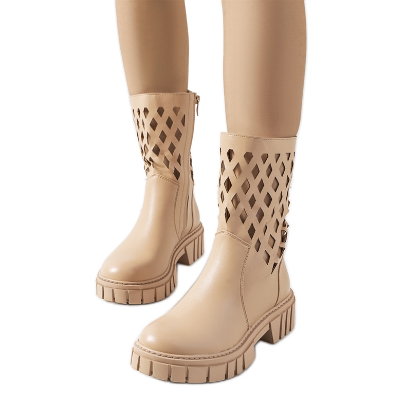 Beige Dinah-Stiefel