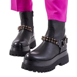 Schwarze Stiefel mit Nieten Aneta