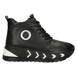 Isolierte Keilstiefel aus Leder Filippo W PAW381 schwarz