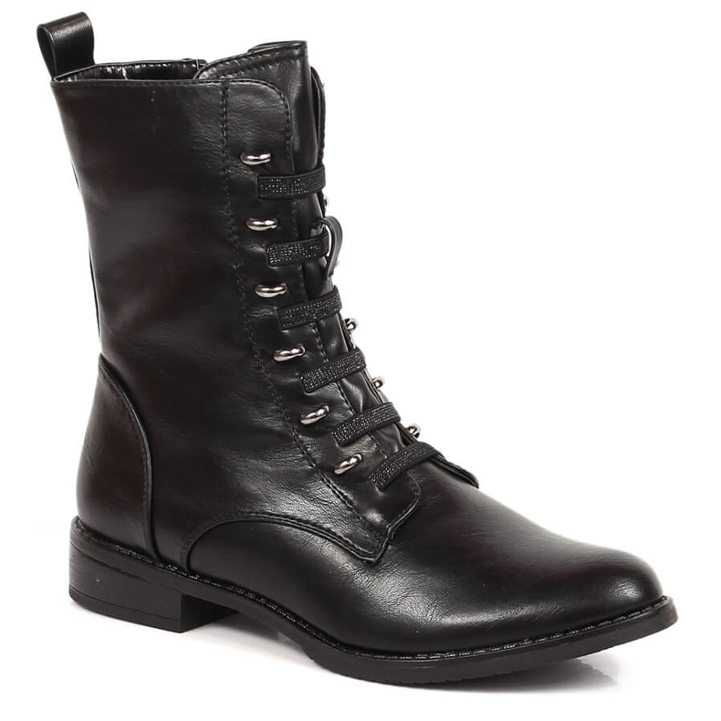 Schwarze isolierte Damenstiefel mit Reißverschluss Jezzi